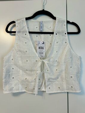 NWT Mango Embroidered Cotton Waistcoat with bows